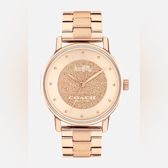 Coach Ladies Grand Quartz Bracelet Watch Rose Gold Steel 36mm 6.25” Wrist EUC - Picture 1 of 15